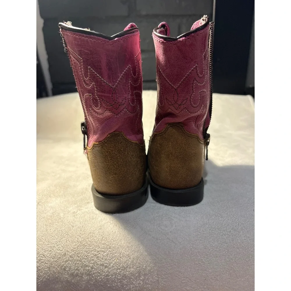 Shyanne Girls Brown and Pink Western Cowboy Boots Style 43920 T Size 8D